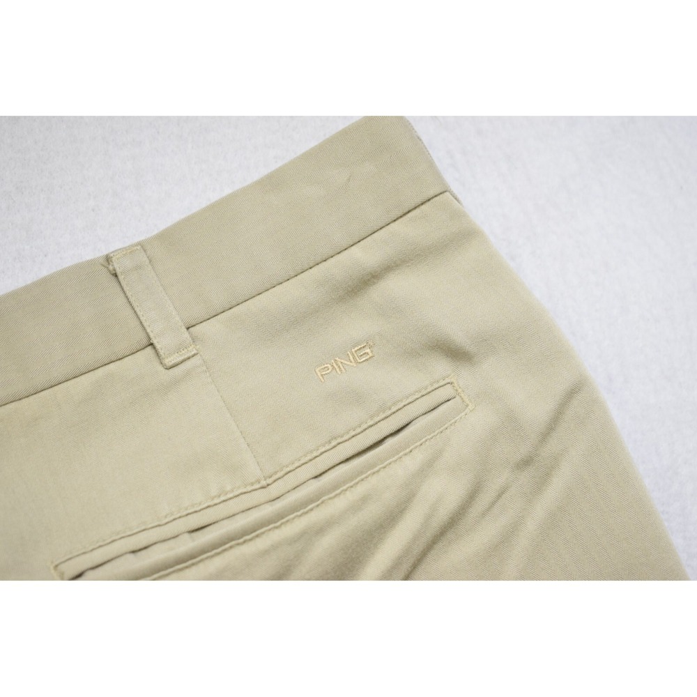 PING Golf Dress Pants Beige Pleated Rayon Performance Mens Size 36 x 32